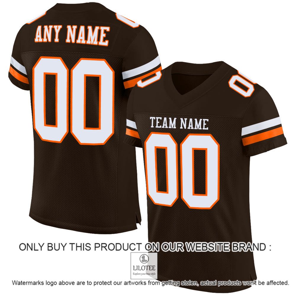 Brown White-Orange Mesh Authentic Personalized Football Jersey - LIMITED EDITION 10