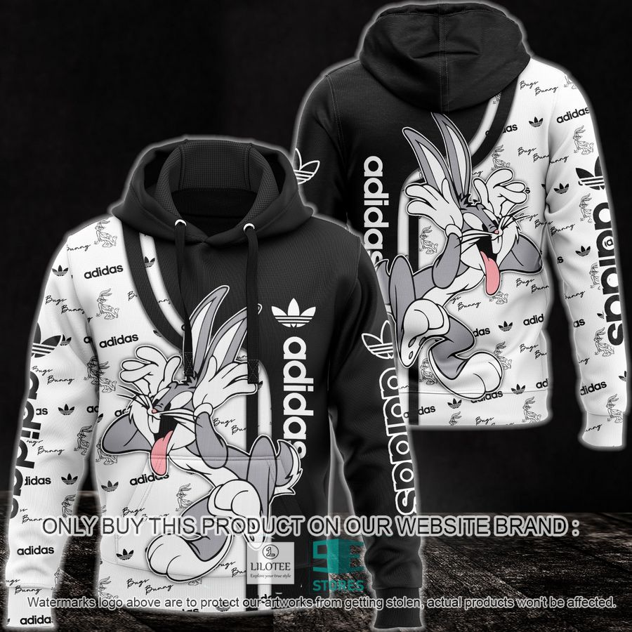 Bugs Bunny Adidas Black and White 3D All Over Print Hoodie 8