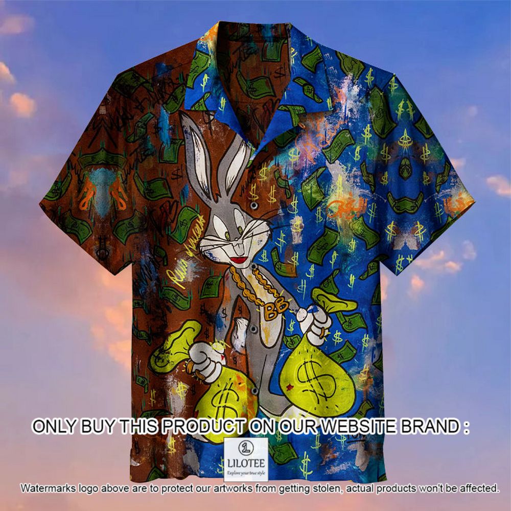 Bugs Bunny Rainy Days and Dollar Cartoon Short Sleeve Hawaiian Shirt - LIMITED EDITION 12