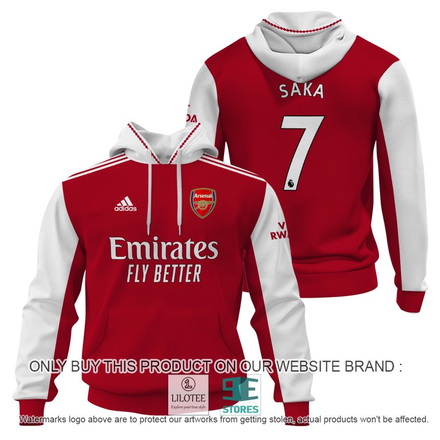 Bukayo Saka 7 Arsenal FC Emirates Fly Better Adidas 3D Shirt, Hoodie - LIMITED EDITION 17