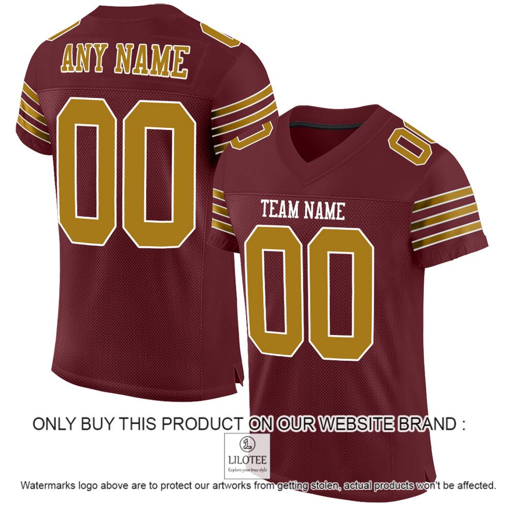 Burgundy Orange-White Mesh Authentic Personalized Football Jersey - LIMITED EDITION 12