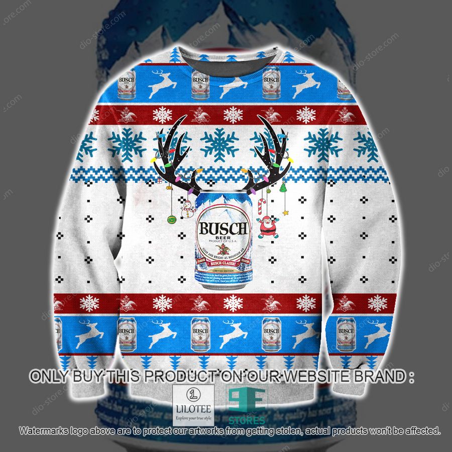 Busch Beer Reindeer White Blue Knitted Wool Sweater - LIMITED EDITION 9