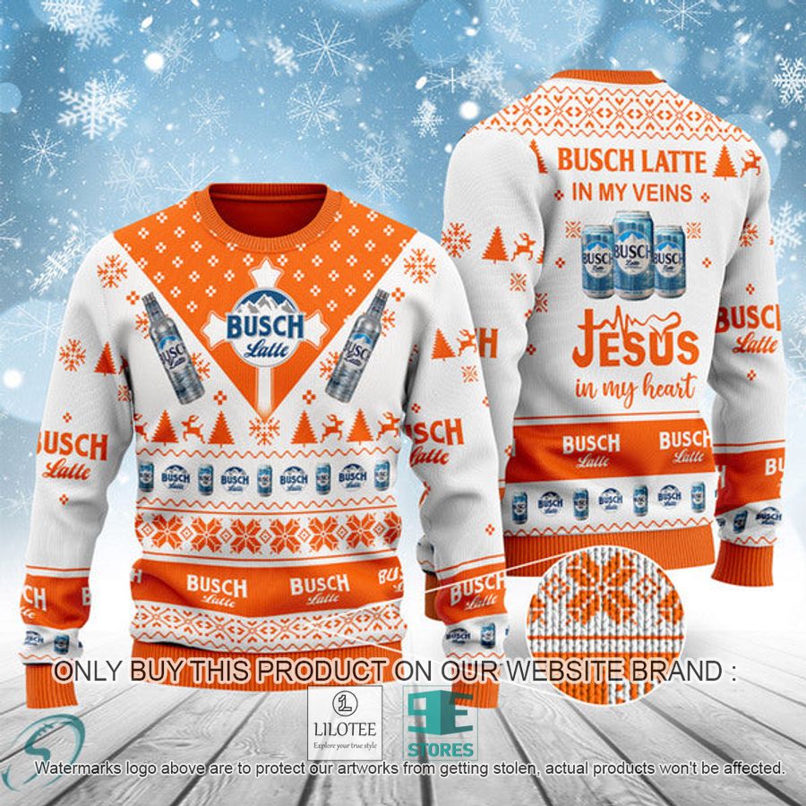 Busch Latte In My Veins Jesus In My Heart Ugly Christmas Sweater - LIMITED EDITION 8