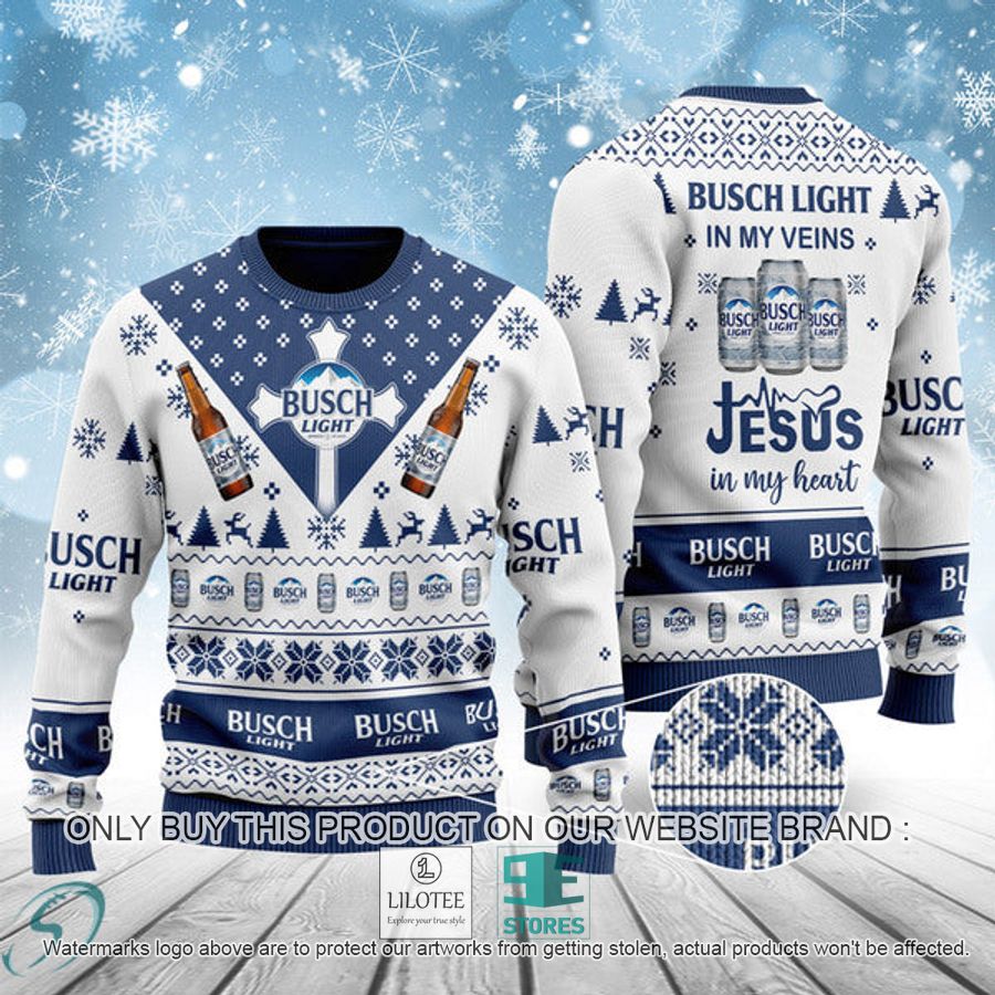 Busch Light In My Veins Jesus In My Heart Ugly Christmas Sweater - LIMITED EDITION 9