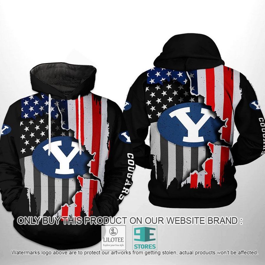 BYU Cougars NCAA US Flag black 3D Hoodie, Zip Hoodie - LIMITED EDITION 9
