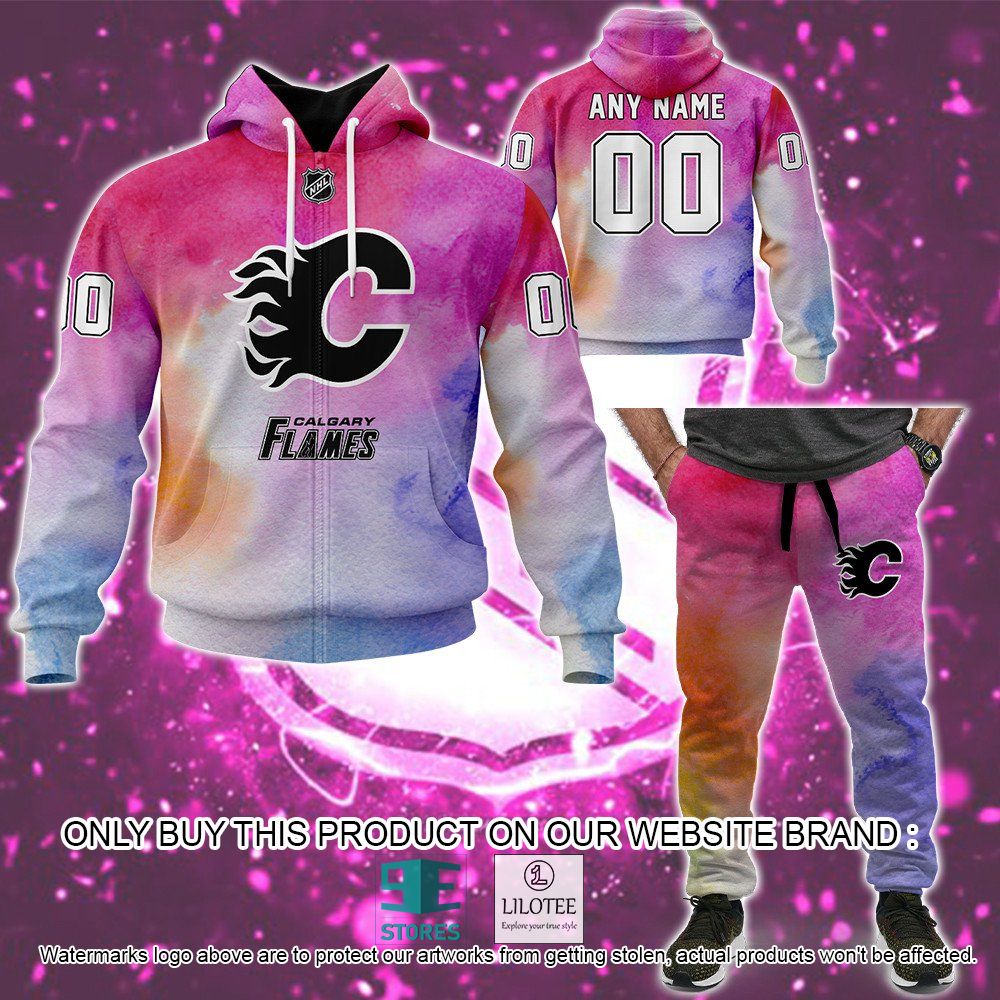 Calgary Flames Breast Cancer Awareness Month Personalized 3D Hoodie, Shirt - LIMITED EDITION 45
