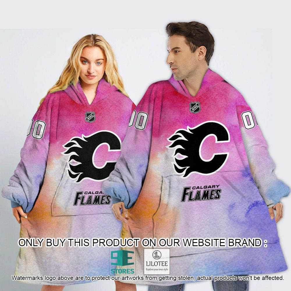 Calgary Flames Breast Cancer Awareness Month Personalized Hoodie Blanket - LIMITED EDITION 13