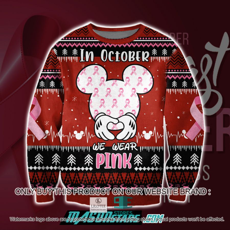 Cancer We Wear Pink Ugly Christmas Sweater, Sweatshirt 9