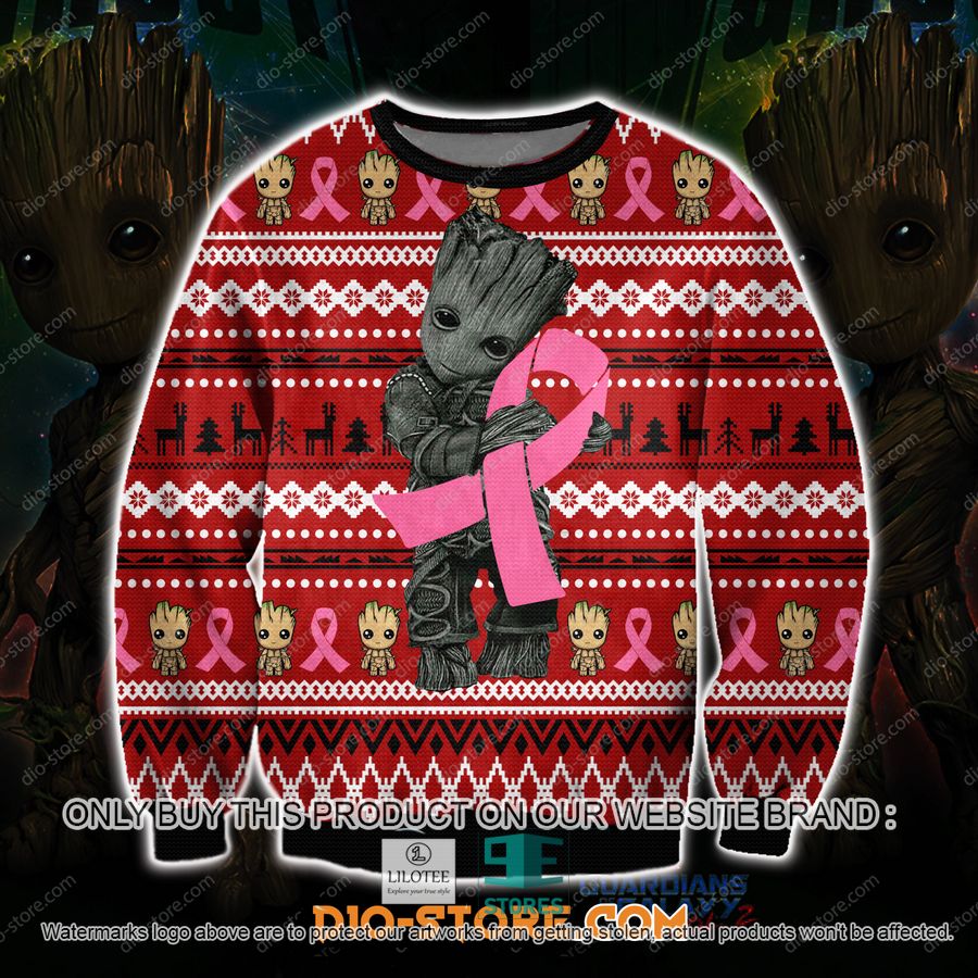 Cancer With Groot Ugly Christmas Sweater, Sweatshirt 17