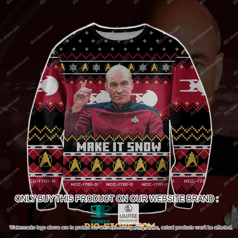 Captain Picard Star Trek Make It Snow Christmas Ugly Sweater - LIMITED EDITION 20