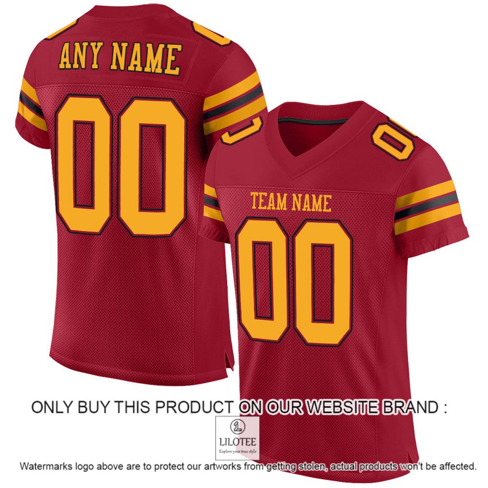 Cardinal Gold-Black Mesh Authentic Personalized Football Jersey - LIMITED EDITION 10