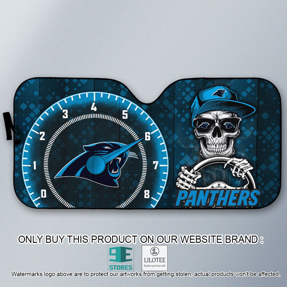 Alternative view of Carolina Panthers Skull Cap Car Sunshade - LIMITED EDITION