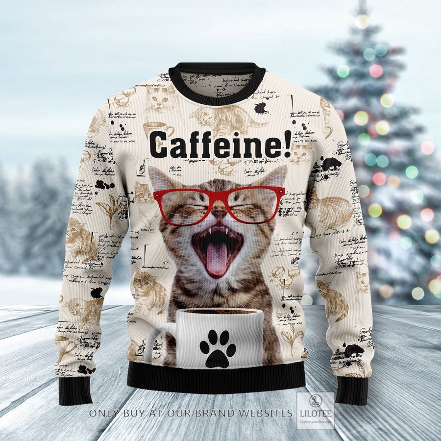 Cat Caffeine Ugly Christmas Sweater - LIMITED EDITION 24