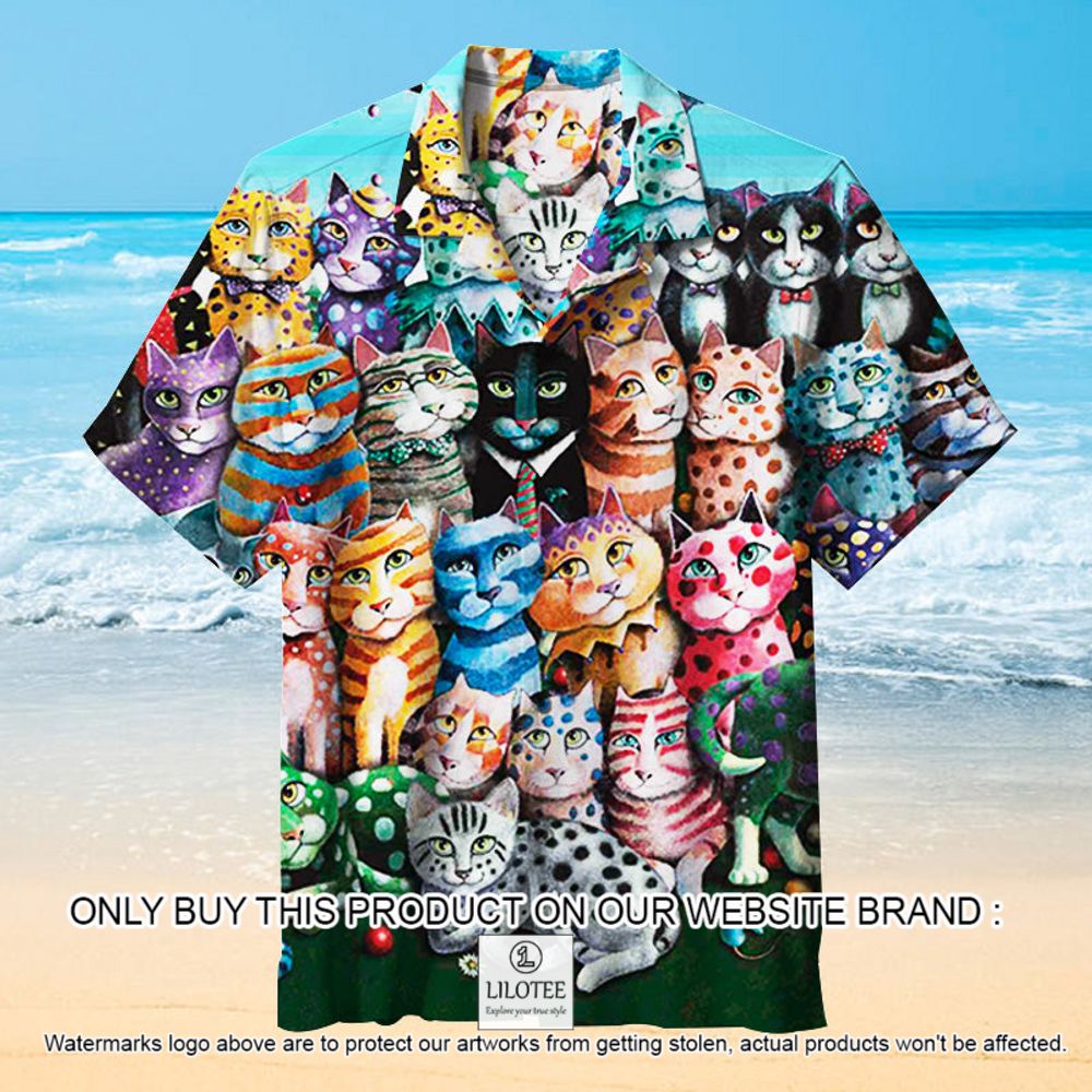 Cat family party Cute Pattern Short Sleeve Hawaiian Shirt - LIMITED EDITION 11