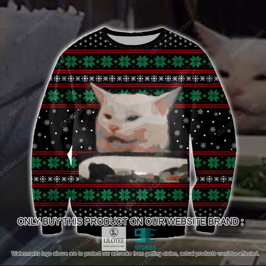 Cat Getting Yelled At Black Knitted Wool Sweater - LIMITED EDITION 9