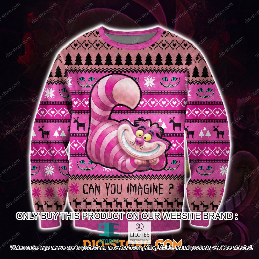 Cheshire Cat Can You Imagine Pink Ugly Christmas Sweater - LIMITED EDITION 11