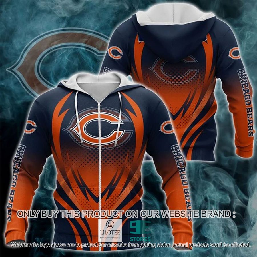 Chicago Bears blue orange 3D Hoodie, Zip Hoodie - LIMITED EDITION 12