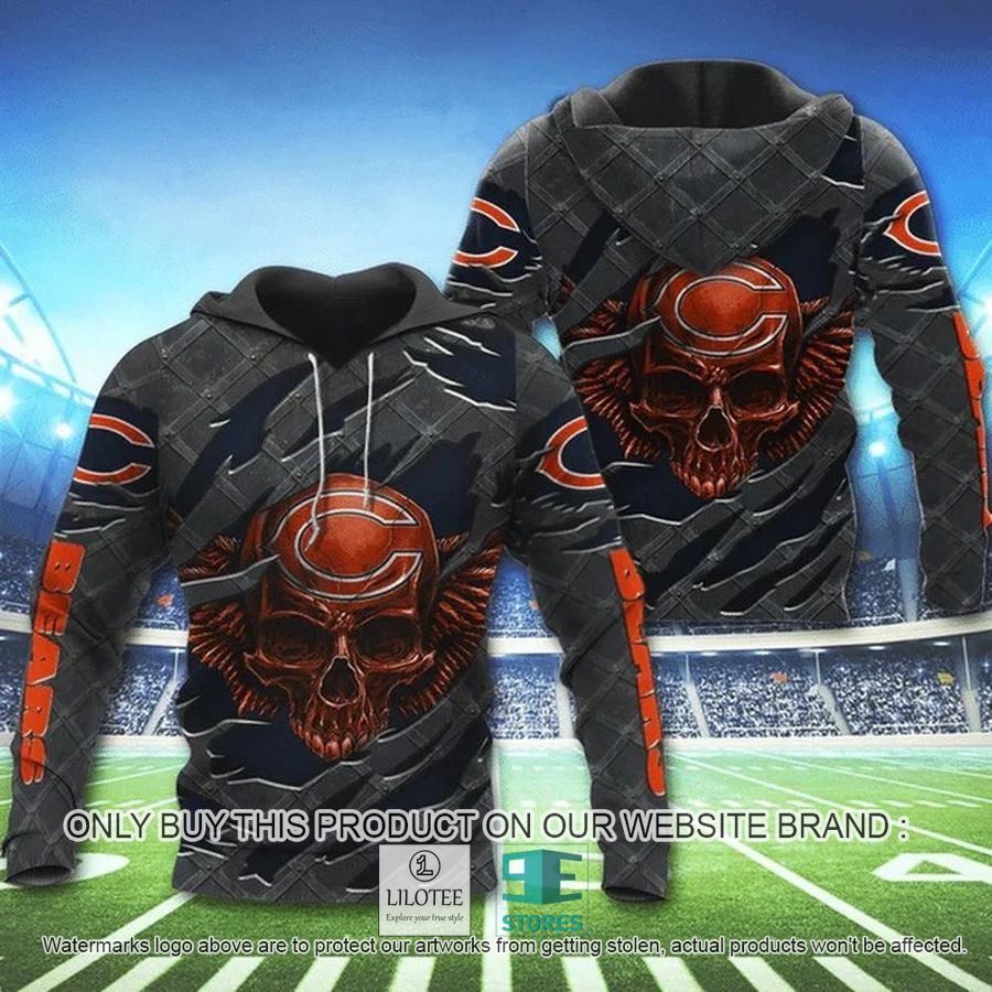 Chicago Bears Skull Wings 3D Hoodie, Zip Hoodie - LIMITED EDITION 9