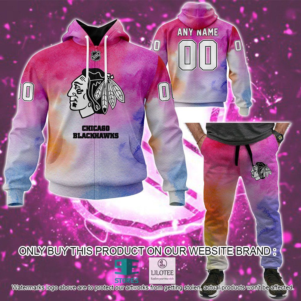 Chicago Blackhawks Breast Cancer Awareness Month Personalized 3D Hoodie, Shirt - LIMITED EDITION 44