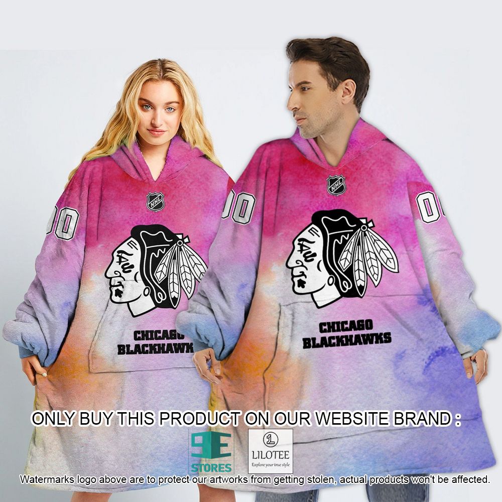 Chicago Blackhawks Breast Cancer Awareness Month Personalized Hoodie Blanket - LIMITED EDITION 12