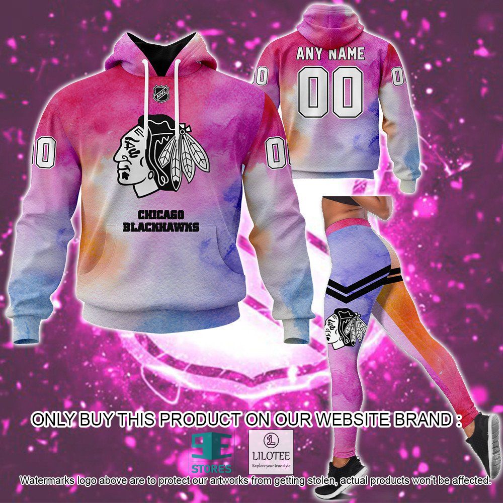 Chicago Blackhawks Breast Cancer Awareness Month Personalized Hoodie, Legging - LIMITED EDITION 12