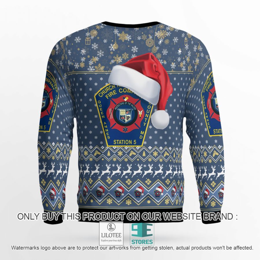 Church Hill Volunteer Fire Company Queen Anne's County Maryland blue Christmas Sweater - LIMITED EDITION 3 Church Hill Volunteer Fire Company Queen Anne's County Maryland blue Christmas Sweater - LIMITED EDITION - Image 3
