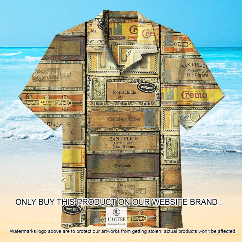 Cigar Boxes Golden Lion Pattern Short Sleeve Hawaiian Shirt - LIMITED EDITION 11