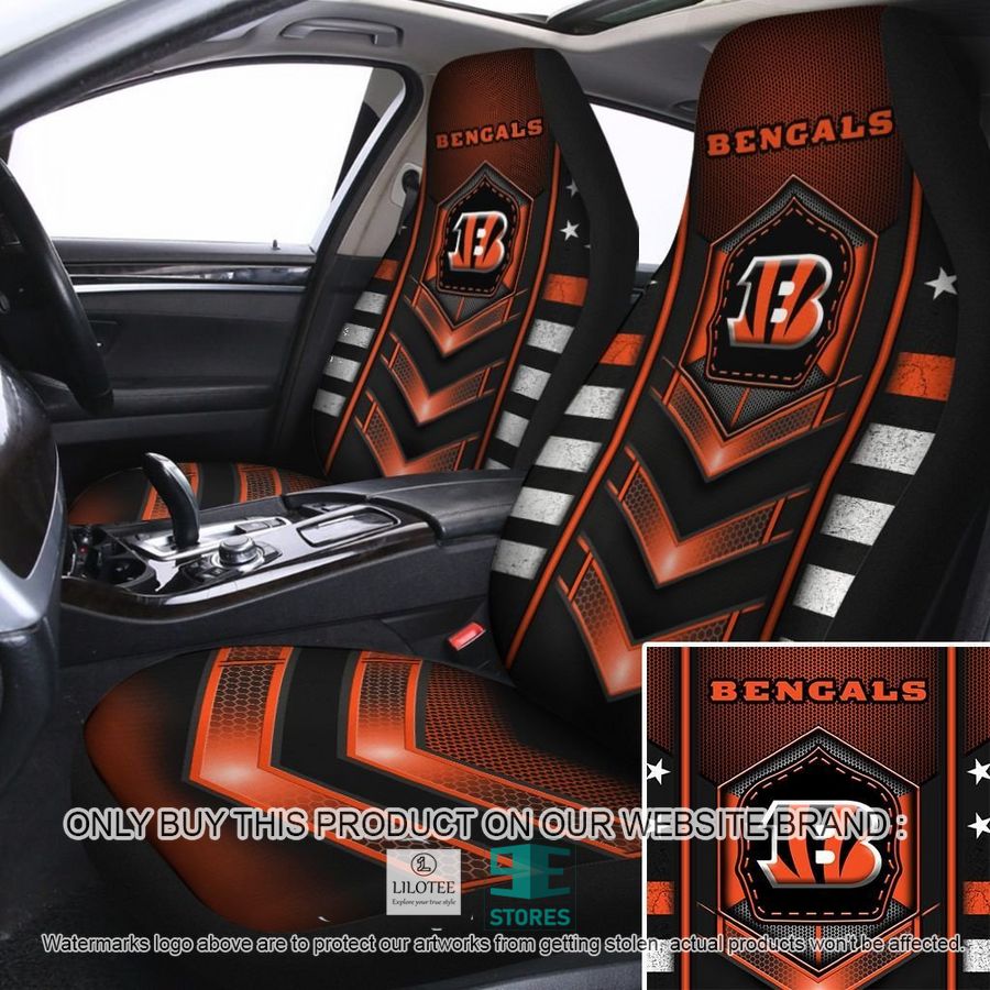 Cincinnati Bengals Electric Orange Car Seat Covers 9