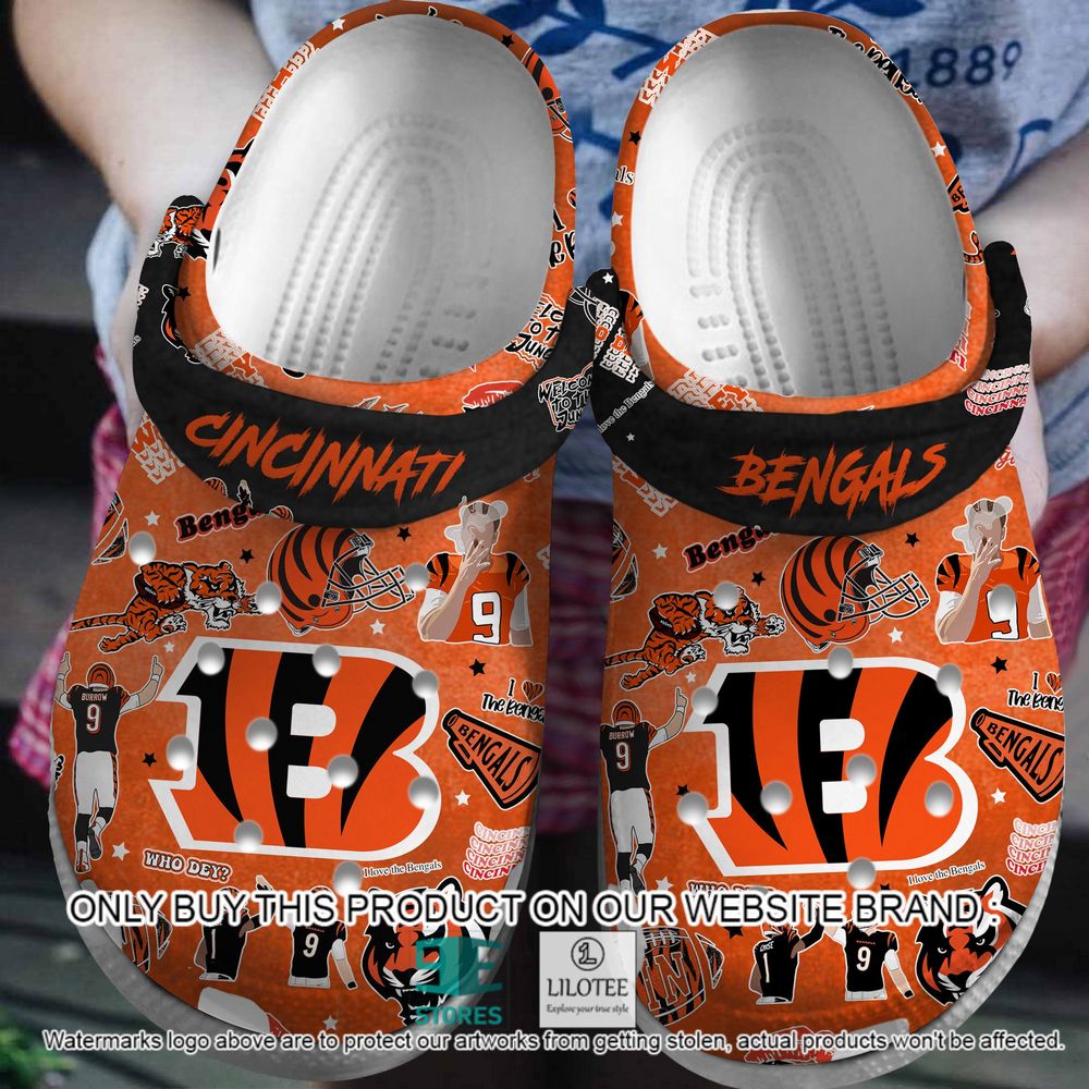 Cincinnati Bengals Pattern Orange Crocs Crocband Shoes - LIMITED EDITION 7