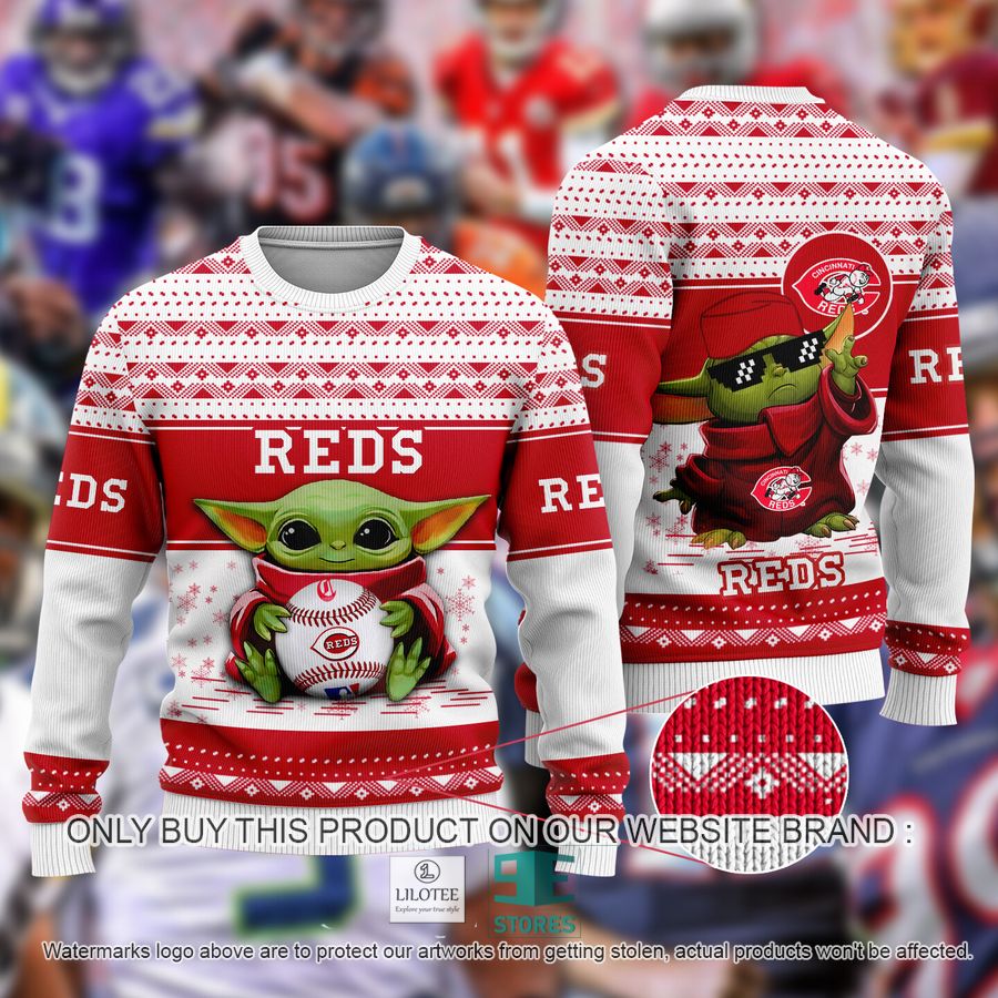 Cincinnati Reds Baby Yoda Ugly Christmas Sweater 9