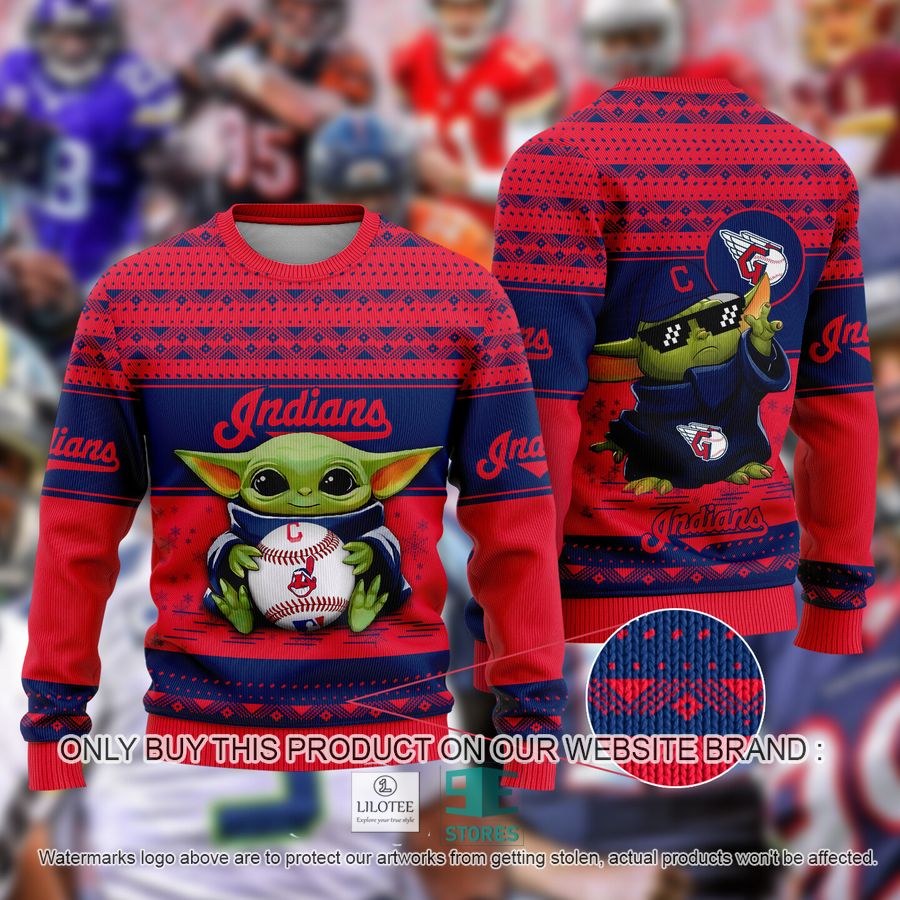 Cleveland Indians Baby Yoda Ugly Christmas Sweater 8