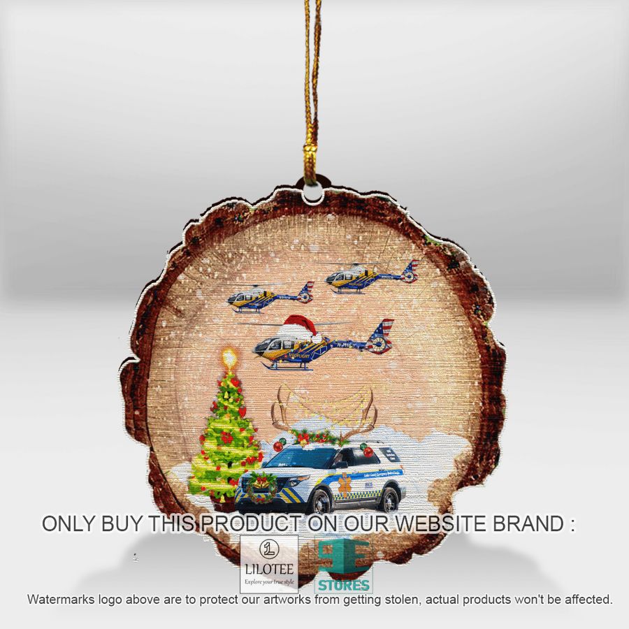 Collier County EMS Ford Explorer & N911CB Airbus Helicopters H135 EC135T3 CN 2105 Christmas Wooden Ornament - LIMITED EDITION 13