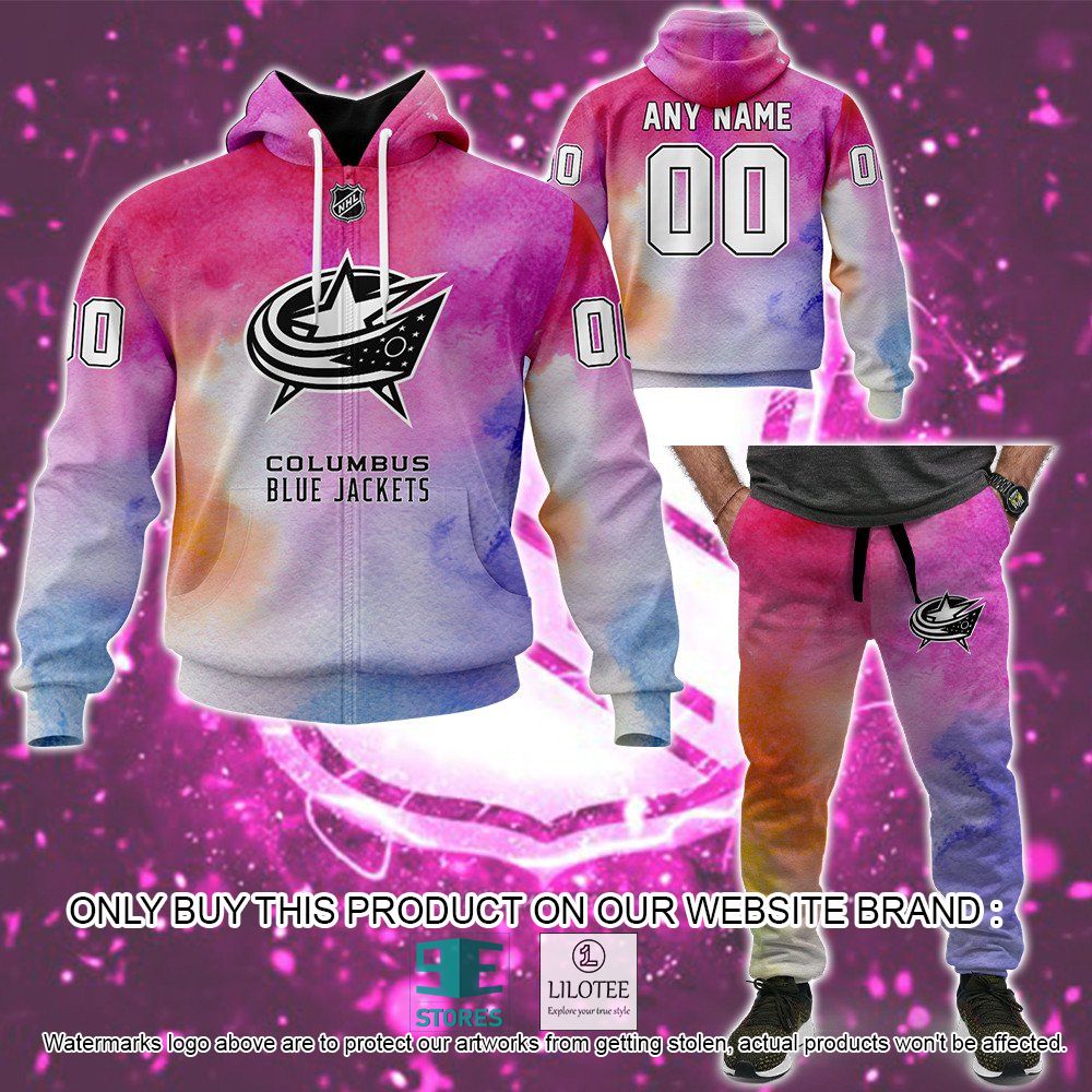 Columbus Blue Jackets Breast Cancer Awareness Month Personalized 3D Hoodie, Shirt - LIMITED EDITION 45