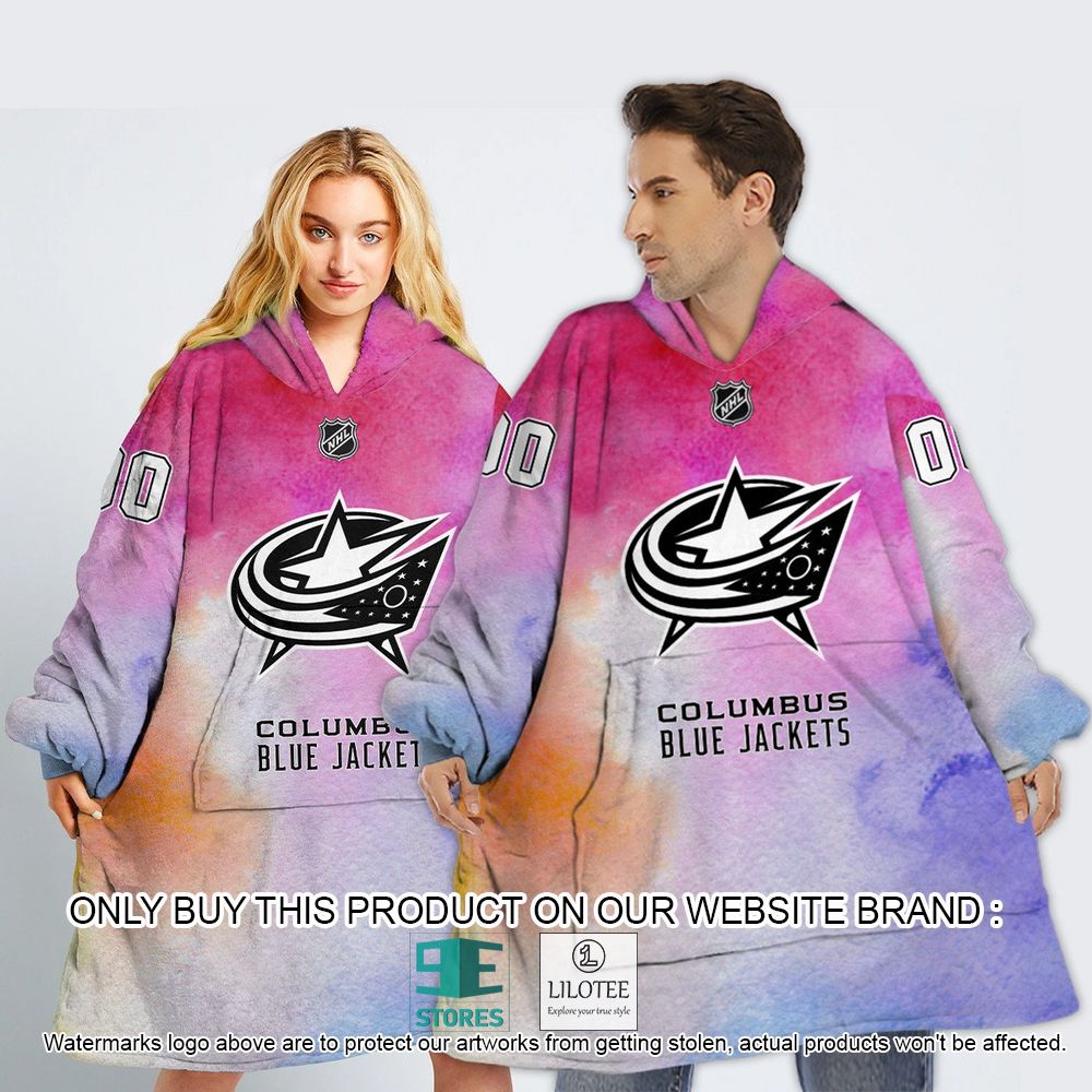 Columbus Blue Jackets Breast Cancer Awareness Month Personalized Hoodie Blanket - LIMITED EDITION 12