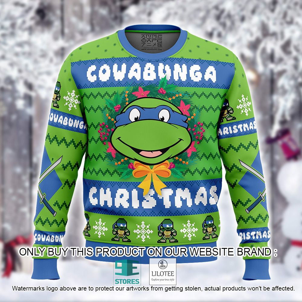 Cowabunga Teenage Mutant Ninja Turtles Blue Christmas Ugly Sweater - LIMITED EDITION 11