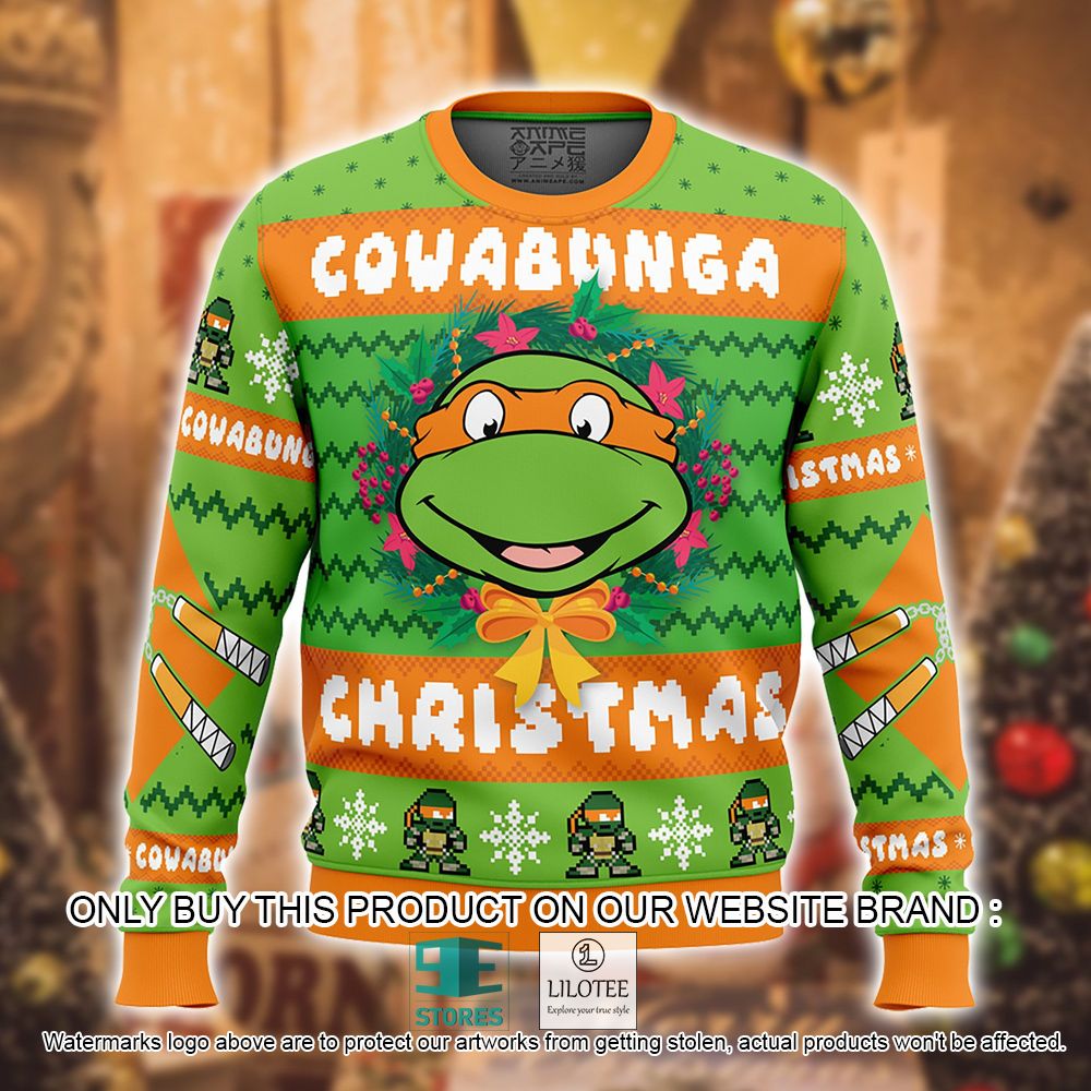 Cowabunga Teenage Mutant Ninja Turtles Orange Christmas Ugly Sweater - LIMITED EDITION 10