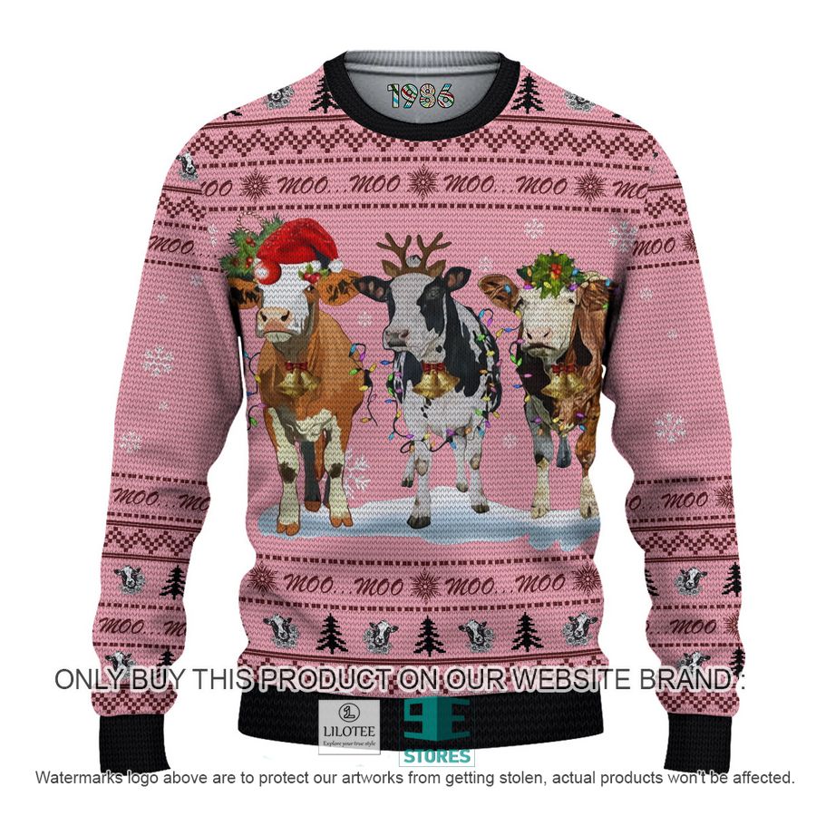 Cows Christmas Pink 3D Over Printed Shirt, Hoodie 9