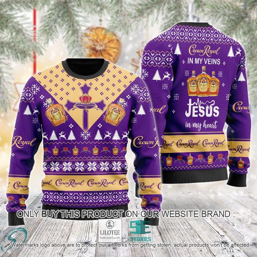 Crown Royal In My Veins Jesus In My Heart Ugly Christmas Sweater - LIMITED EDITION 9