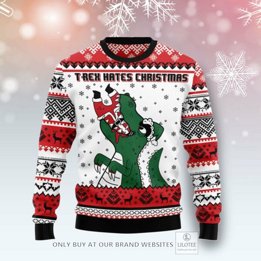T Rex Hates Christmas Ugly Christmas Sweatshirt 6