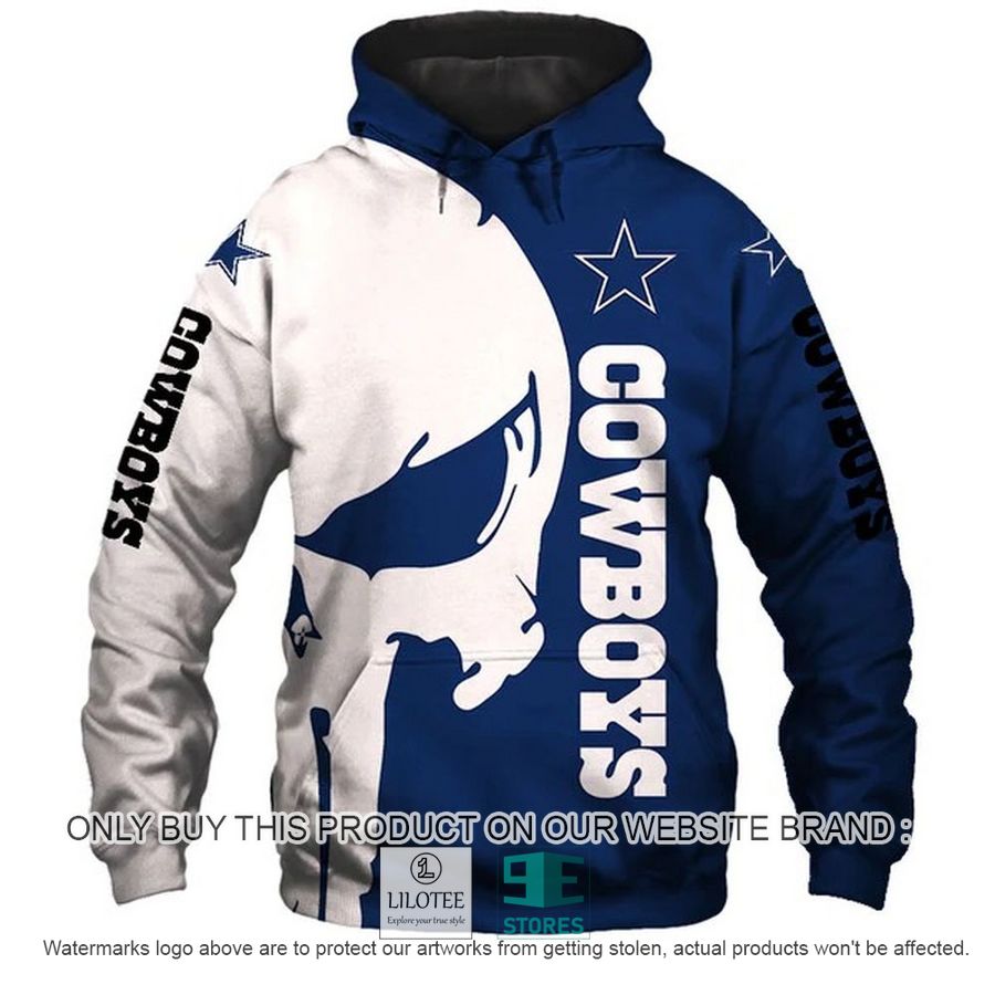 Dallas Cowboys Punisher Skull white blue 3D Hoodie, Zip Hoodie - LIMITED EDITION 8