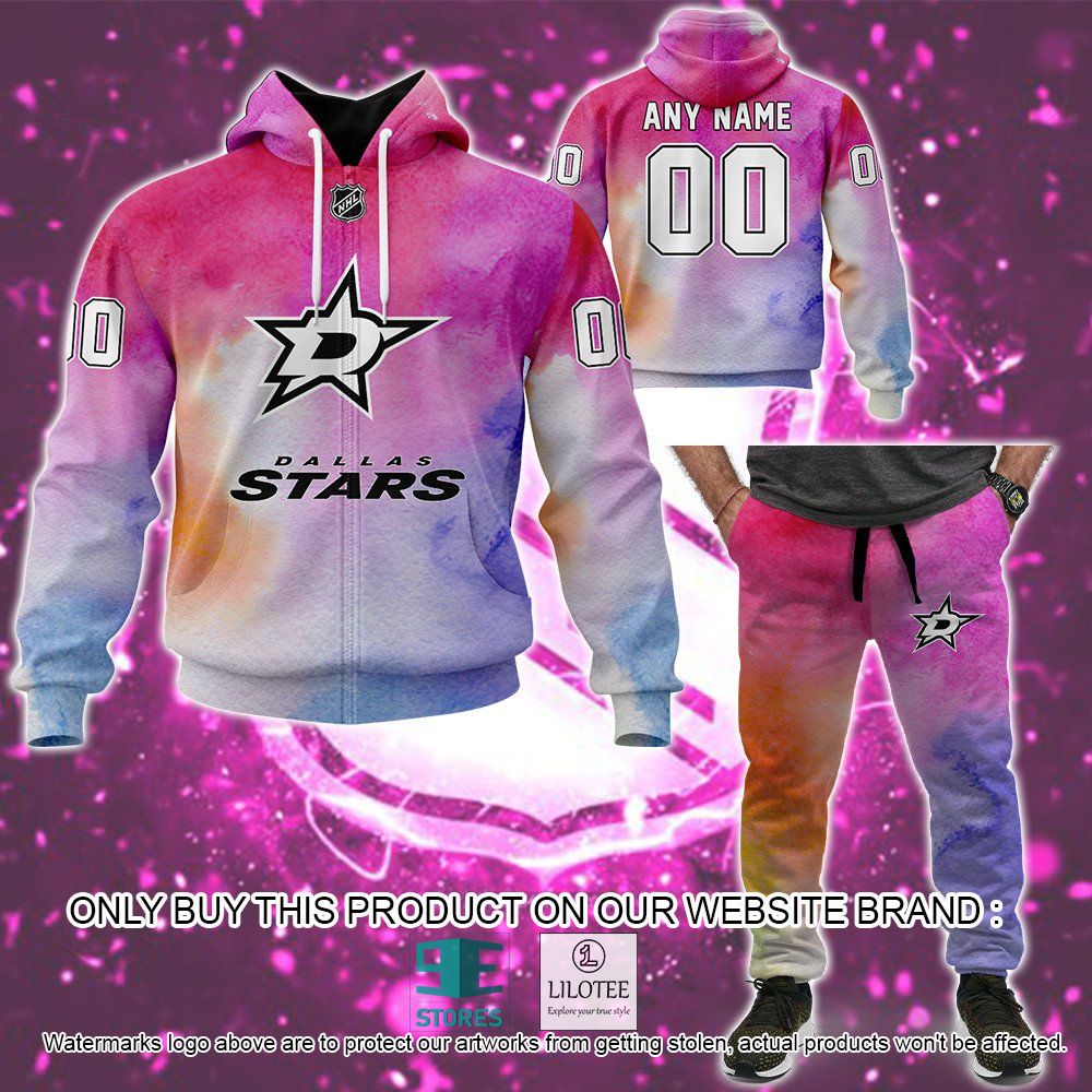 Dallas Stars Breast Cancer Awareness Month Personalized 3D Hoodie, Shirt - LIMITED EDITION 45