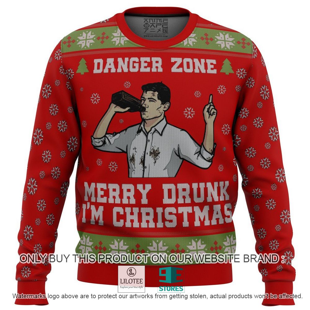 Danger Zone Merry Drunk I'm Christmas Red Ugly Christmas Sweater - LIMITED EDITION 10