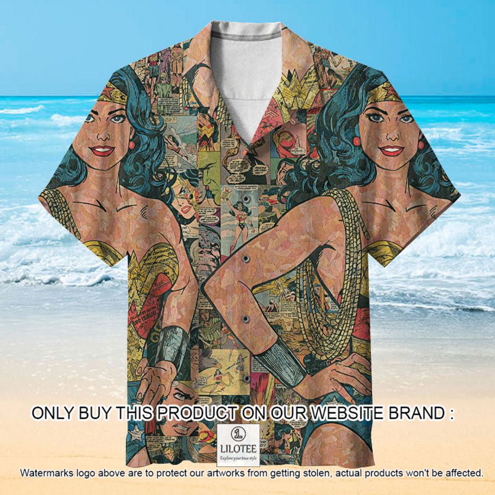 DC Comic Wonder Woman Collage Short Sleeve Hawaiian Shirt - LIMITED EDITION 13