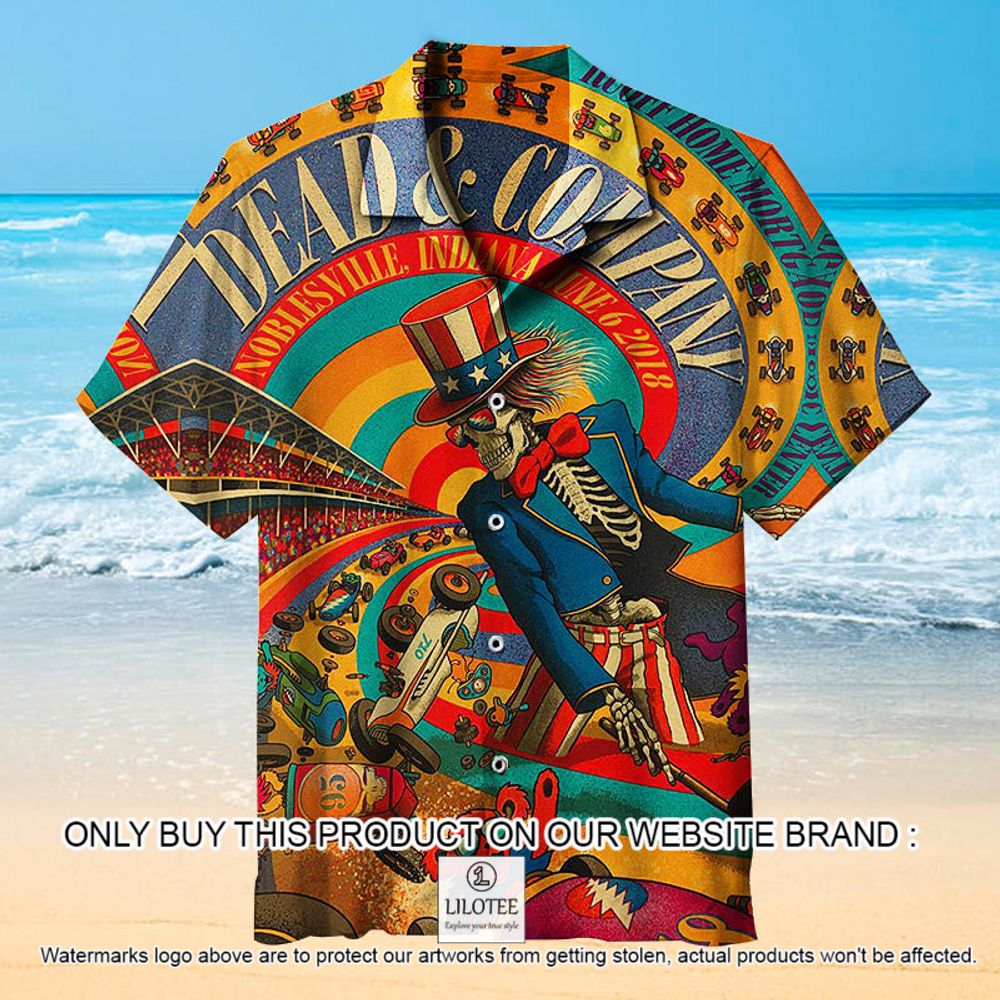 Dead and Company Noblesville Indiana June 6 2018 Skull Color Short Sleeve Hawaiian Shirt - LIMITED EDITION 13