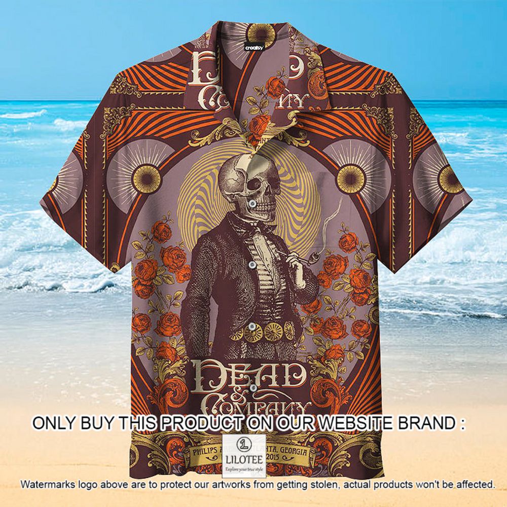 Dead & Company Skull Flower Red Pattern Short Sleeve Hawaiian Shirt - LIMITED EDITION 11