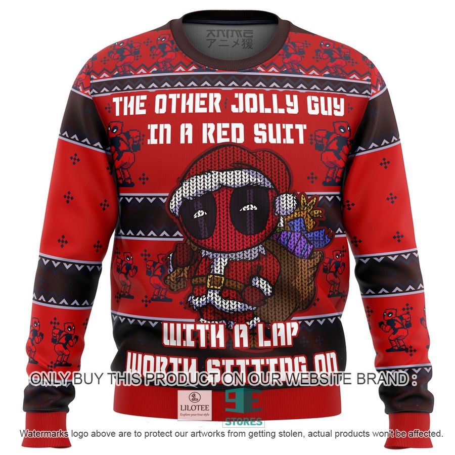 Deadpool Jolly Red Guy Knitted Wool Sweater 8