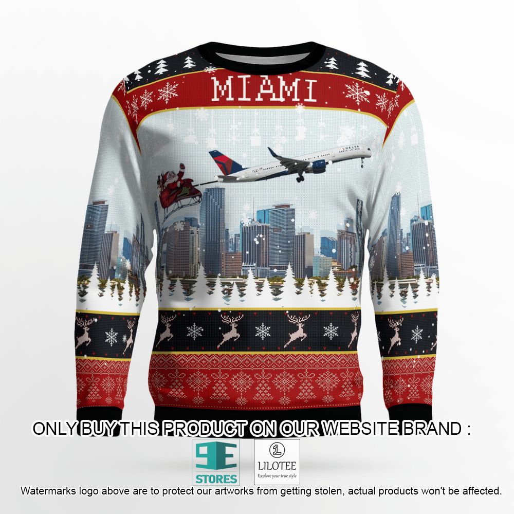 Delta Air Lines Boeing 757-232 With Santa Over Miami Christmas Wool Sweater - LIMITED EDITION 6 Delta Air Lines Boeing 757-232 With Santa Over Miami Christmas Wool Sweater - LIMITED EDITION - Image 6