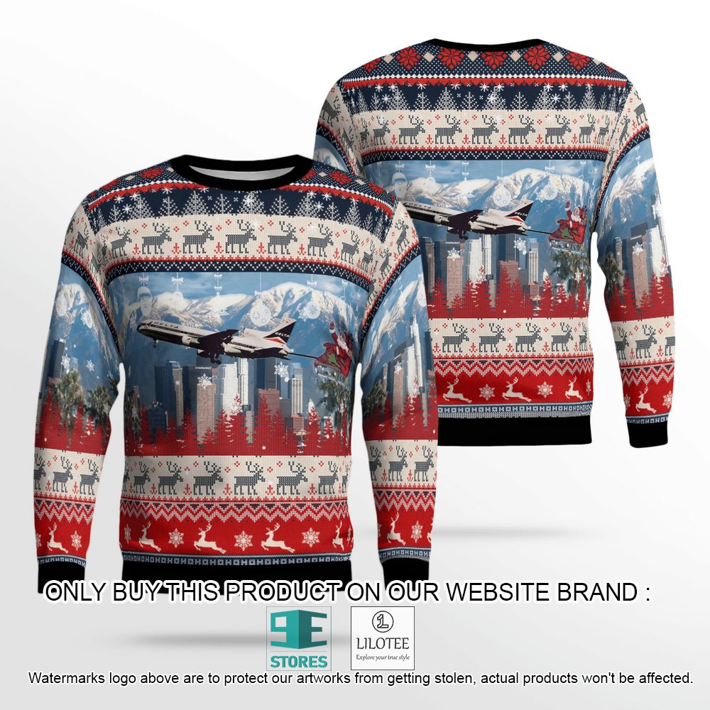 Delta Air Lines Lockheed L-1011-500 With Santa over Los Angeles Christmas Wool Sweater - LIMITED EDITION 12
