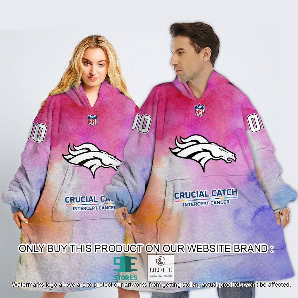 Denver Broncos Crucial Catch Intercept Cancer Personalized Oodie Blanket Hoodie - LIMITED EDITION 12