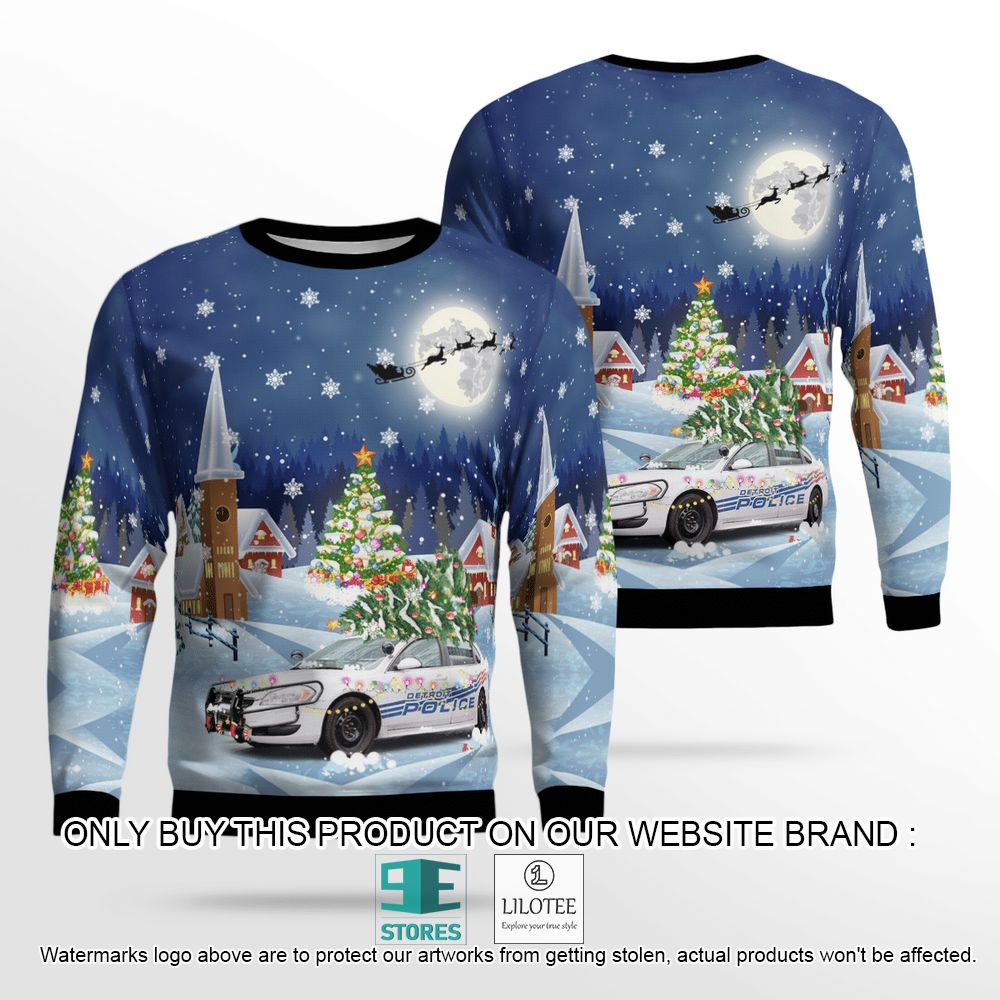 Detroit Police Department Car Christmas Wool Sweater - LIMITED EDITION 12
